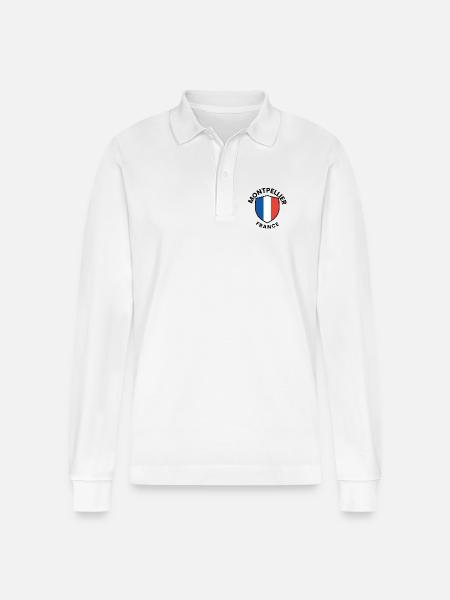 Montpelier Shield of France - Stanley/Stella Organic Unisex Long-Sleeved Polo Shirt Prepster - white