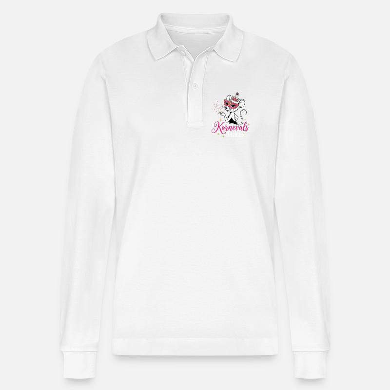 Karnevals Maus - Kölsche Mädche , Tierkostüm  - Stanley/Stella Unisex Bio-Langarm-Poloshirt Prepster - Weiß
