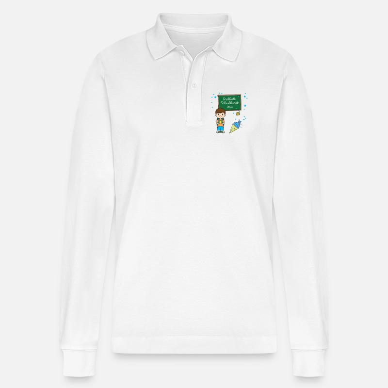 Endlich Schulkind 2026 Einschulung Schule Anfang - Stanley/Stella Unisex Bio-Langarm-Poloshirt Prepster - Weiß