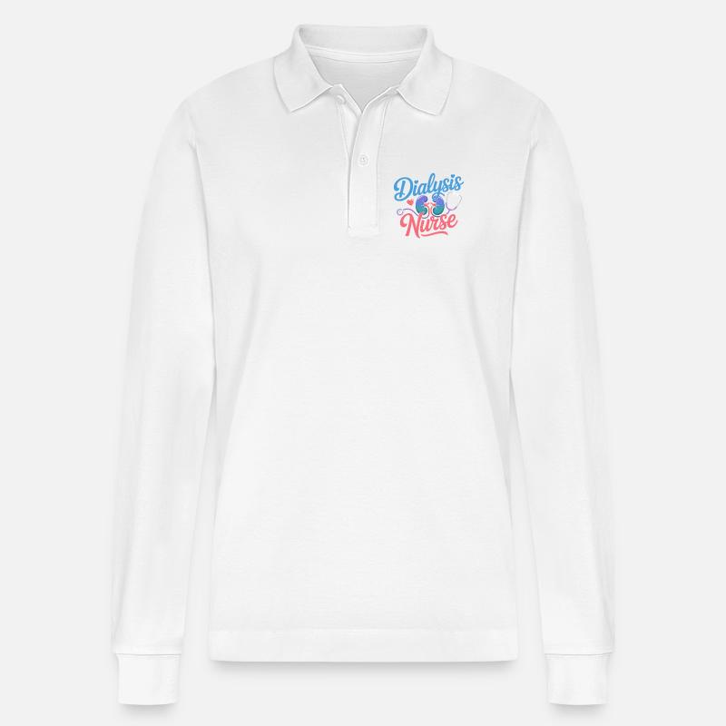 Dialyse Pflegekraft Design - Stanley/Stella Unisex Bio-Langarm-Poloshirt Prepster - Weiß