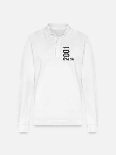 2001 Fødselsdag 25 Dekoration 25-års fødselsdag - Stanley/Stella Prepster økologisk unisex langærmet poloshirt - hvid