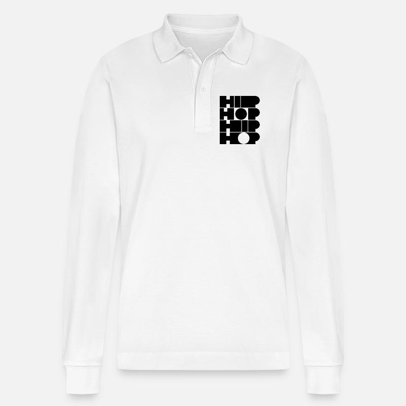 Hip-Hop-Mut typografisches Logodesign - Stanley/Stella Unisex Bio-Langarm-Poloshirt Prepster - Weiß