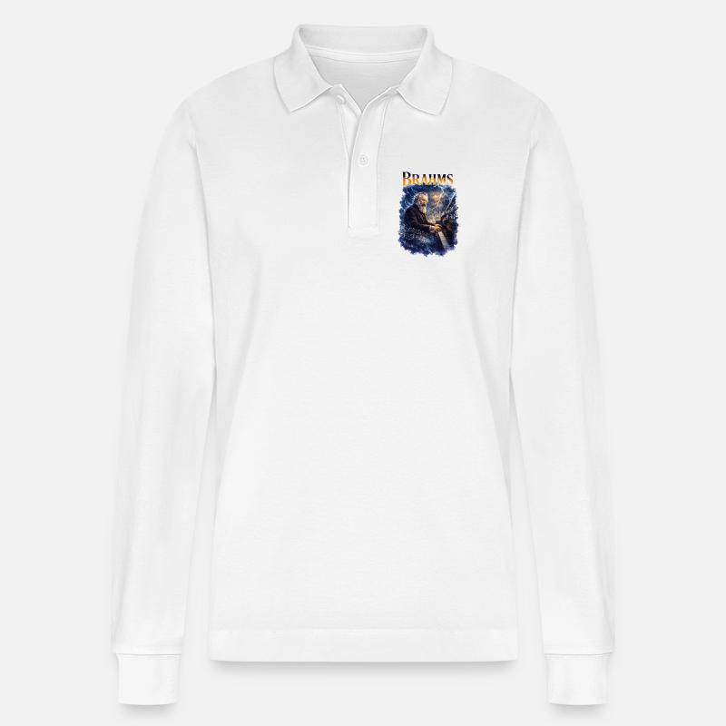 Brahms Klaviersturm - Stanley/Stella Unisex Bio-Langarm-Poloshirt Prepster - Weiß