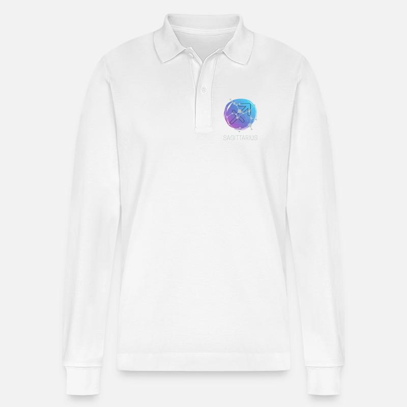 Schütze Sagittarius Sternzeichen Astrologie Design - Stanley/Stella Unisex Bio-Langarm-Poloshirt Prepster - Weiß