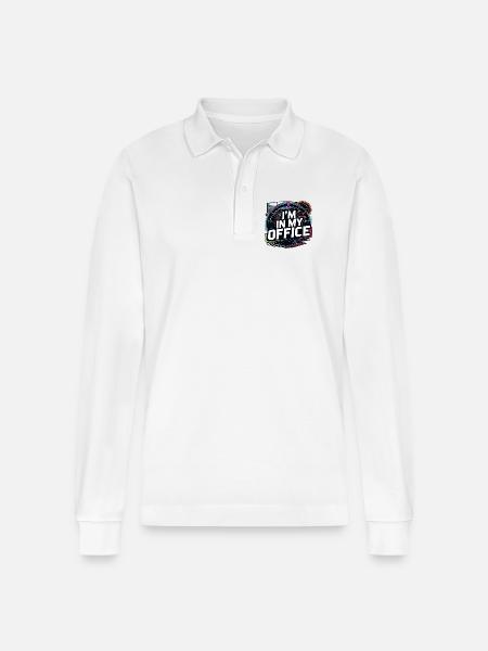 I'm in my office - Stanley/Stella Organic Unisex Long-Sleeved Polo Shirt Prepster - white