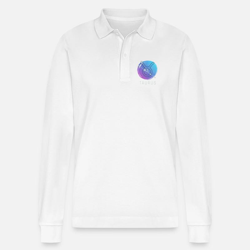 Taurus Stier Sternzeichen Aquarell Astrologie - Stanley/Stella Unisex Bio-Langarm-Poloshirt Prepster - Weiß