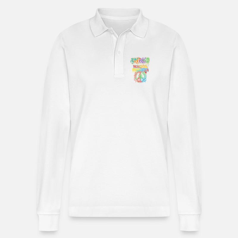 Graffiti Friedlicher Demonstrant - Stanley/Stella Unisex Bio-Langarm-Poloshirt Prepster - Weiß