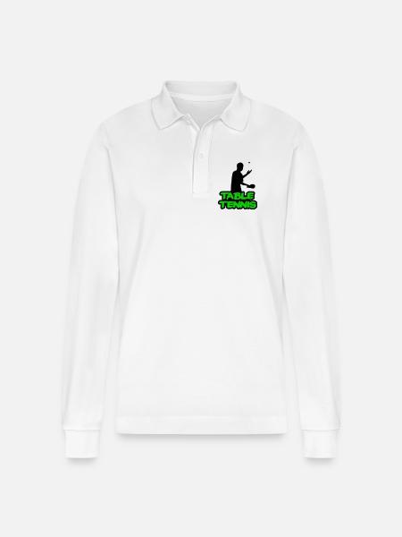 Neon Graffiti Table Tennis Lettering - Stanley/Stella Organic Unisex Long-Sleeved Polo Shirt Prepster - white