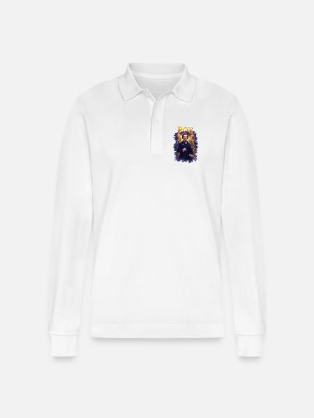 Edgar Allan Poe Portrait - Stanley/Stella Organic Unisex Long-Sleeved Polo Shirt Prepster - white