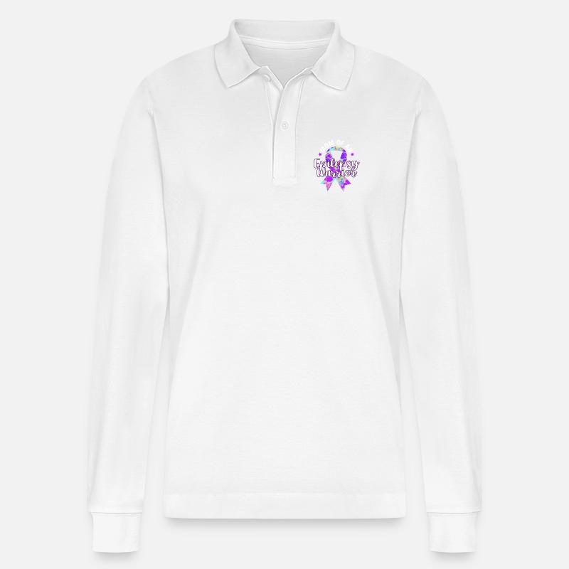 Epilepsie Mutter Mama Geschenk - Stanley/Stella Unisex Bio-Langarm-Poloshirt Prepster - Weiß