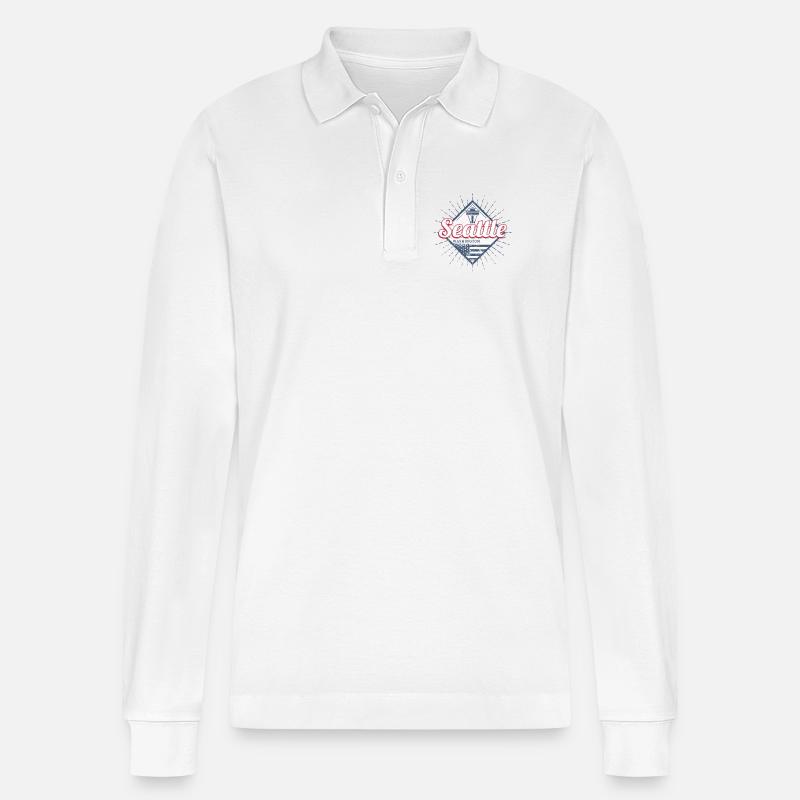 Seattle dans l’État de Washington Souvenir - Polo à manches longues bio PREPSTER Stanley/Stella Unisexe - blanc