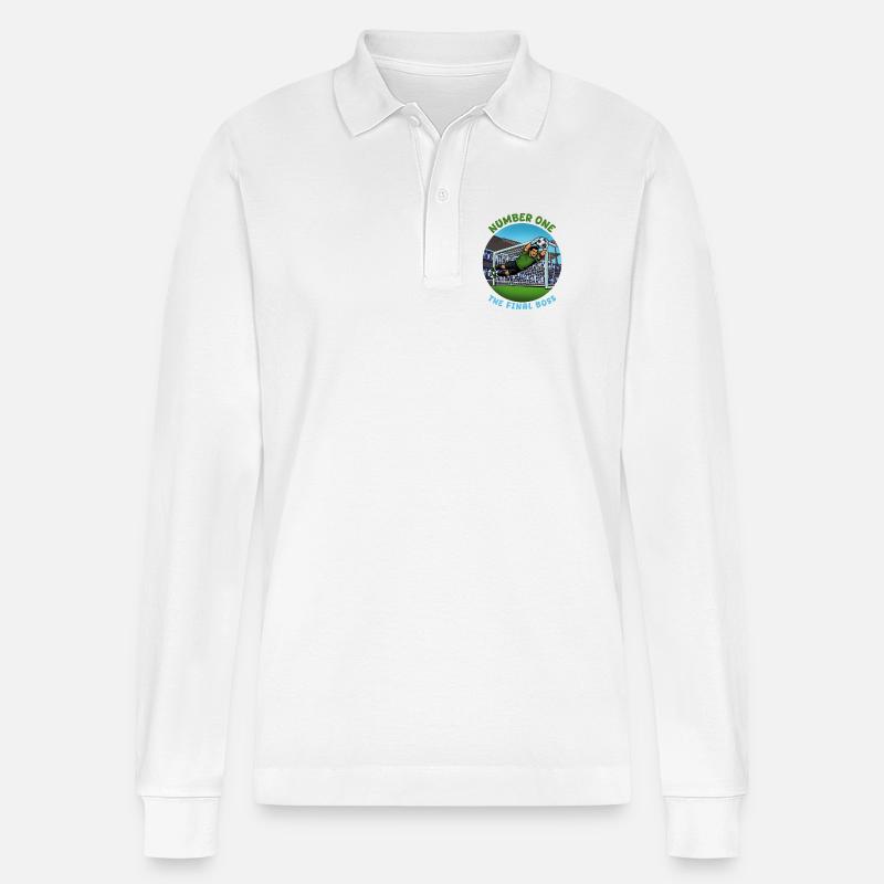 Nummber One Finalboss: Torwart - Stanley/Stella Unisex Bio-Langarm-Poloshirt Prepster - Weiß