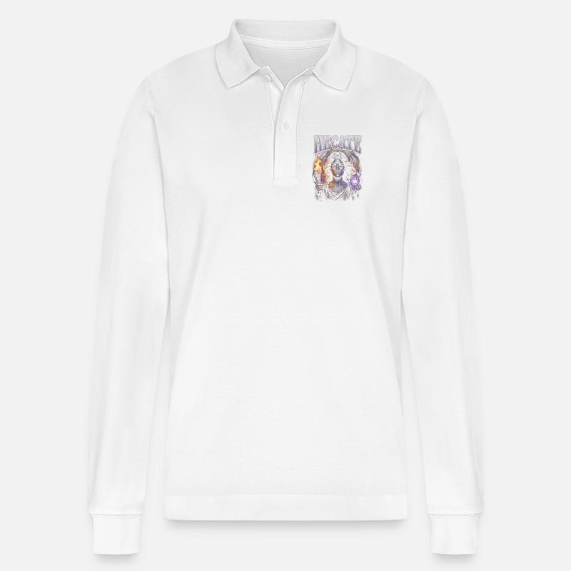 Ecate Magia del Fuoco Gotica - Polo a manica lunga ecologica unisex Prepster di Stanley/Stella - bianco