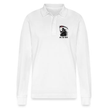 Ctrl Alt Delete Shirt mit Sensenmann - Gamer Shirt - Stanley/Stella Unisex Bio-Langarm-Poloshirt Prepster - Weiß - Vorne - Anna (173cm) & Nico (186cm)