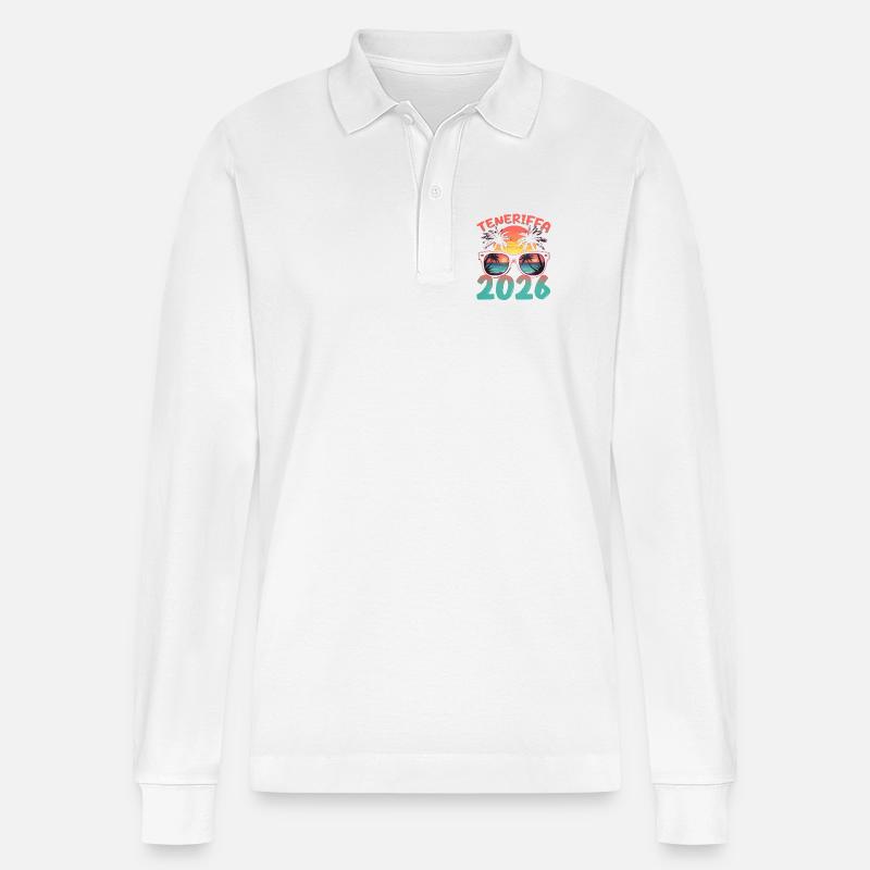 Teneriffa 2026 - Stanley/Stella Unisex Bio-Langarm-Poloshirt Prepster - Weiß