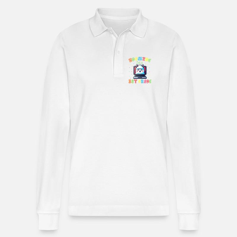 Lama Code Arc-en-Ciel Numérique - Polo à manches longues bio PREPSTER Stanley/Stella Unisexe - blanc