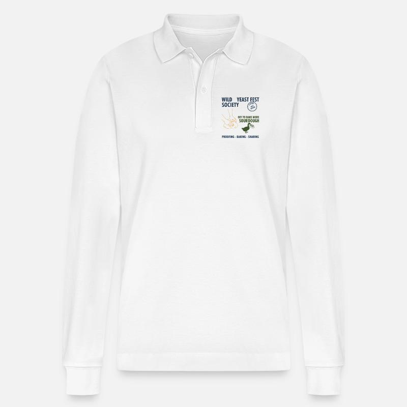 Sauerteig-Wildhefefest Gesellschaft backt weiter - Stanley/Stella Unisex Bio-Langarm-Poloshirt Prepster - Weiß