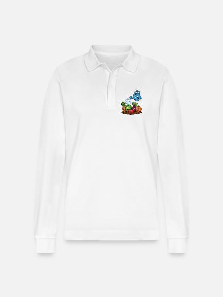 Happy Garden Vegetables Watering kawaii - Stanley/Stella Organic Unisex Long-Sleeved Polo Shirt Prepster - white