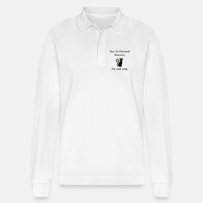 Böse Katze - Stanley/Stella Unisex Bio-Langarm-Poloshirt Prepster - Weiß