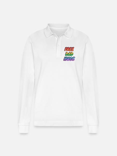 Free Dad Hugs Rainbow - Stanley/Stella Organic Unisex Long-Sleeved Polo Shirt Prepster - white