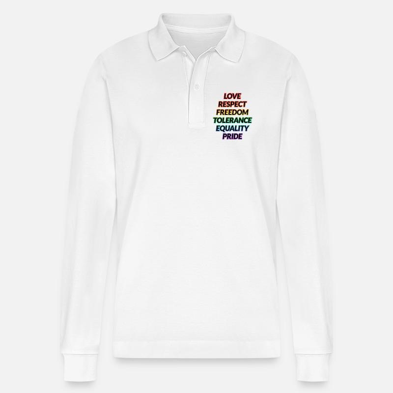 Pride Rainbow Values Tee - Stanley/Stella Unisex Bio-Langarm-Poloshirt Prepster - Weiß