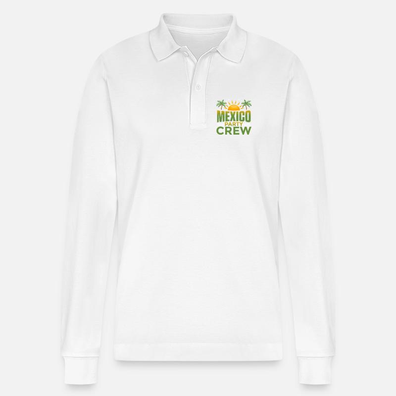 Mexiko Party Crew - Stanley/Stella Unisex Bio-Langarm-Poloshirt Prepster - Weiß