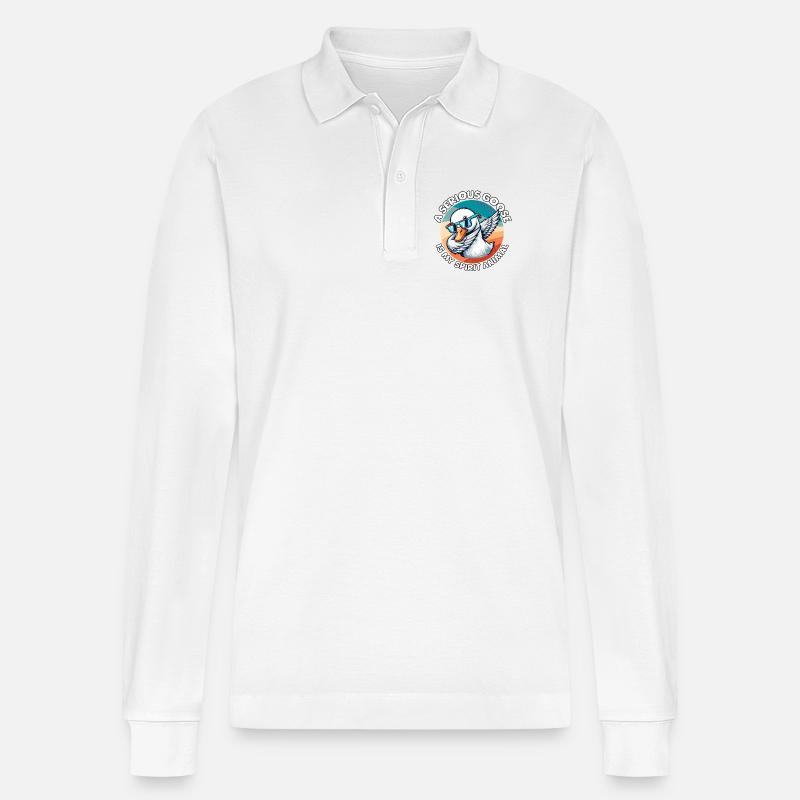 Lustige Gans Sprüche - Stanley/Stella Unisex Bio-Langarm-Poloshirt Prepster - Weiß