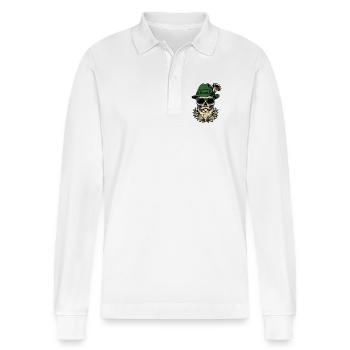 Traditional costumes substitute Volksfest Bayern Geschen - Stanley/Stella Organic Unisex Long-Sleeved Polo Shirt Prepster - white - Front - Anna (173cm) & Nico (186cm)