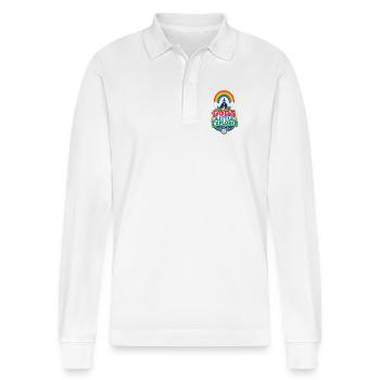 God's Little Explorer - Stanley/Stella Organic Unisex Long-Sleeved Polo Shirt Prepster - white - Front - Anna (173cm) & Nico (186cm)