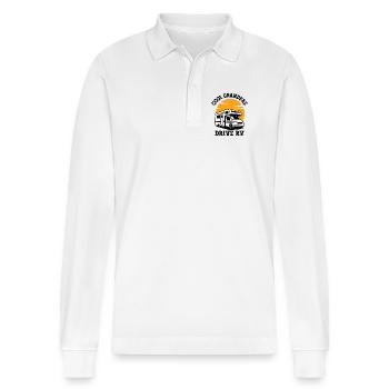 Cool Grandpas RV - Stanley/Stella Organic Unisex Long-Sleeved Polo Shirt Prepster - white - Front - Anna (173cm) & Nico (186cm)