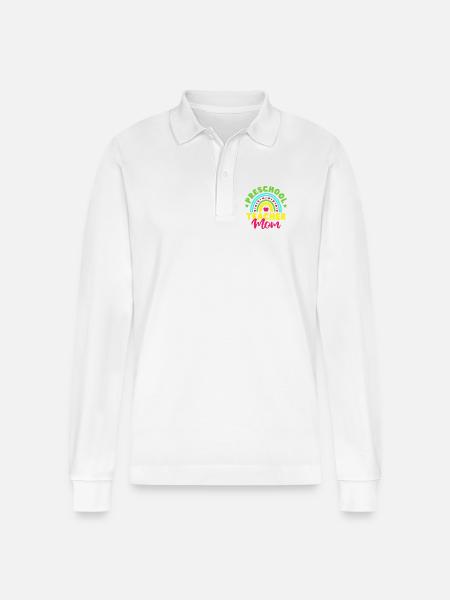 Pre K Teacher Preschool Mom Kindergarten Teacher - Stanley/Stella Organic Unisex Long-Sleeved Polo Shirt Prepster - white