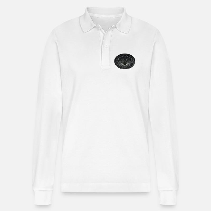 Vortex-Gitter Wurmloch - Stanley/Stella Unisex Bio-Langarm-Poloshirt Prepster - Weiß