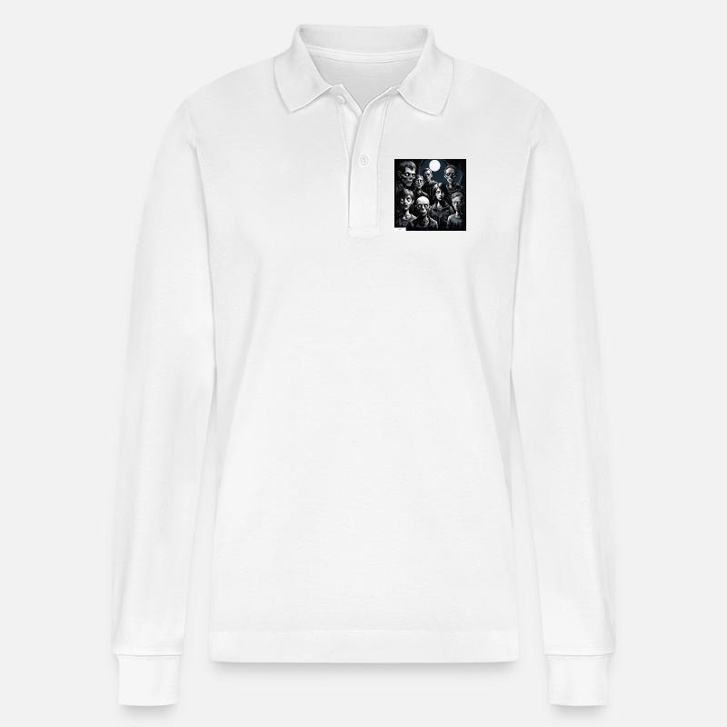 Monster Menschen Porträt - Stanley/Stella Unisex Bio-Langarm-Poloshirt Prepster - Weiß