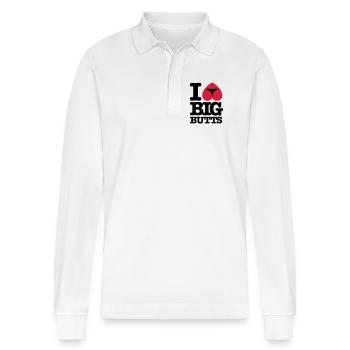 I_love_big_butts - Stanley/Stella Unisex Bio-Langarm-Poloshirt Prepster - Weiß - Vorne - Anna (173cm) & Nico (186cm)