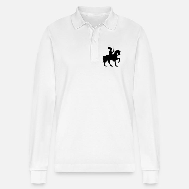 Chevalier avec épée et cheval - Polo à manches longues bio PREPSTER Stanley/Stella Unisexe - blanc