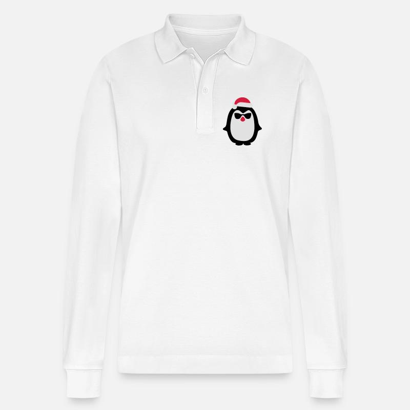 Weihnachtspinguin - Stanley/Stella Unisex Bio-Langarm-Poloshirt Prepster - Weiß