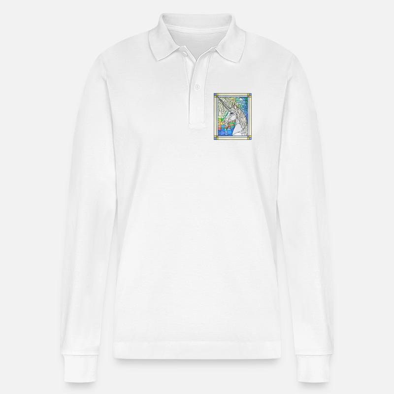 Einhorn in Glas - Stanley/Stella Unisex Bio-Langarm-Poloshirt Prepster - Weiß