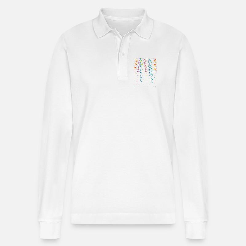Silvester. Bunte Luftschlangen mit Konfetti. - Stanley/Stella Unisex Bio-Langarm-Poloshirt Prepster - Weiß