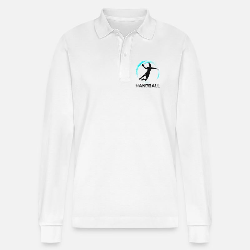 Handball - Stanley/Stella Unisex Bio-Langarm-Poloshirt Prepster - Weiß