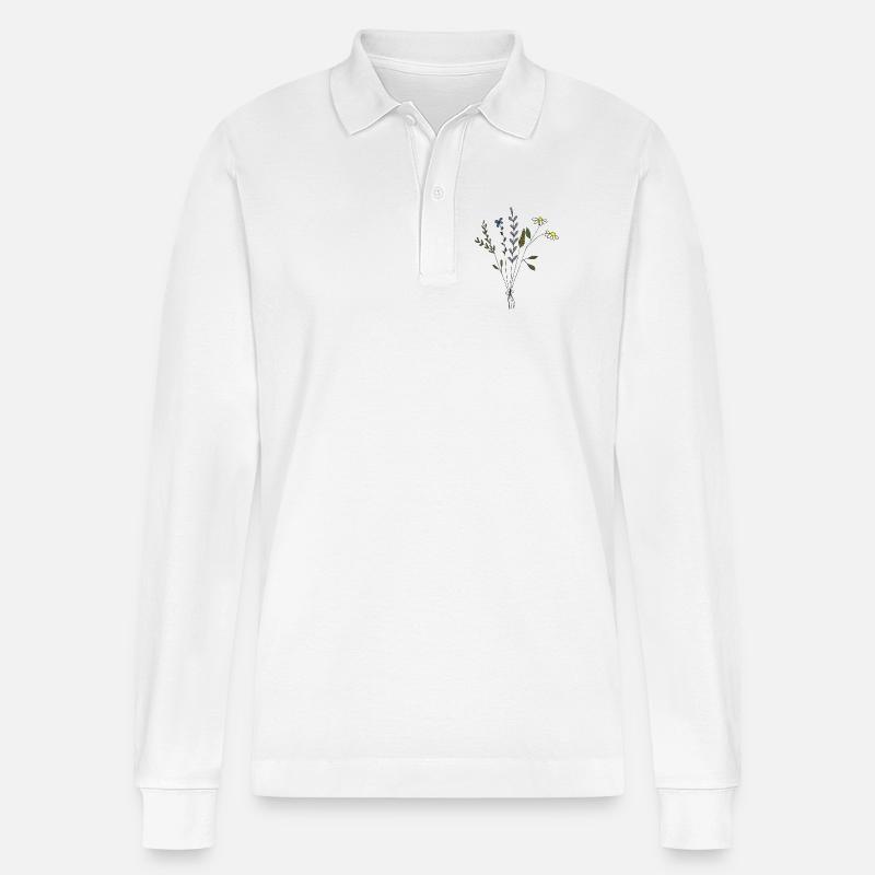 blumenwiesen strauss - Stanley/Stella Unisex Bio-Langarm-Poloshirt Prepster - Weiß