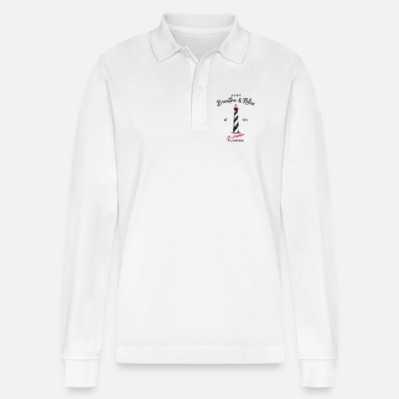 Florida, Leuchtturm St. Augustine - Stanley/Stella Unisex Bio-Langarm-Poloshirt Prepster - Weiß