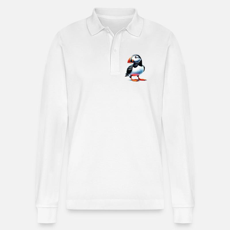 Papageitaucher - Stanley/Stella Unisex Bio-Langarm-Poloshirt Prepster - Weiß