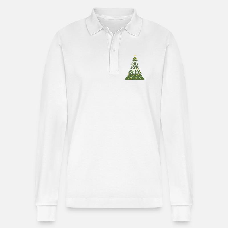 Weihnachtsbaum Spruch Bierquest - Stanley/Stella Unisex Bio-Langarm-Poloshirt Prepster - Weiß