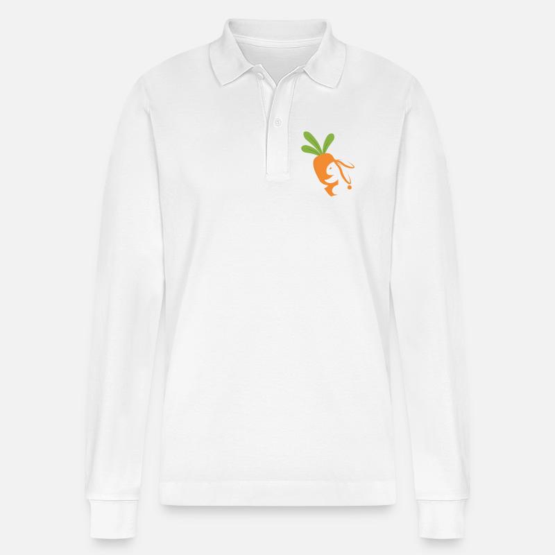 Karottenlächelndes Maskottchen - Stanley/Stella Unisex Bio-Langarm-Poloshirt Prepster - Weiß