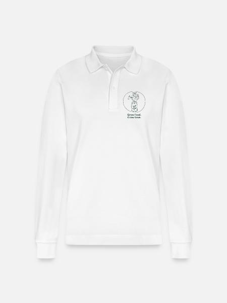 Ekologisk trädgårdsodling, hållbart jordbruk - Ekologisk långärmad pikétröja Prepster unisex från Stanley/Stella - vit