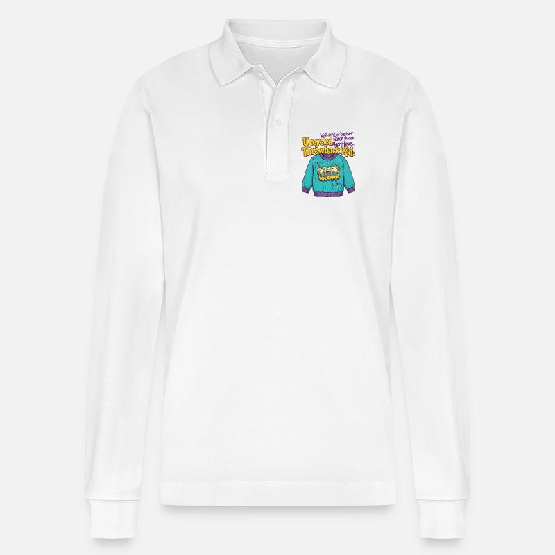 90er Upcycled Throwback Retro Kassette - Stanley/Stella Unisex Bio-Langarm-Poloshirt Prepster - Weiß