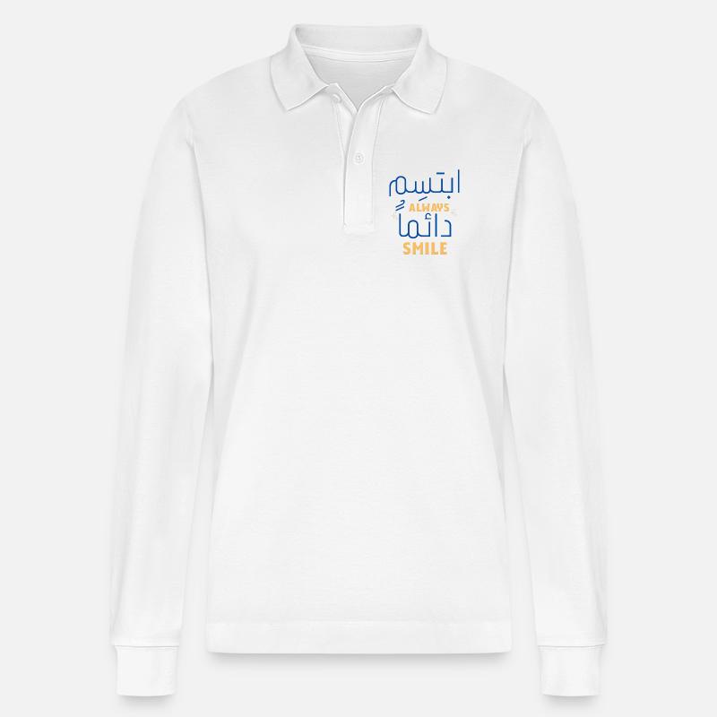 Always Smile Neon Script - Polo à manches longues bio PREPSTER Stanley/Stella Unisexe - blanc