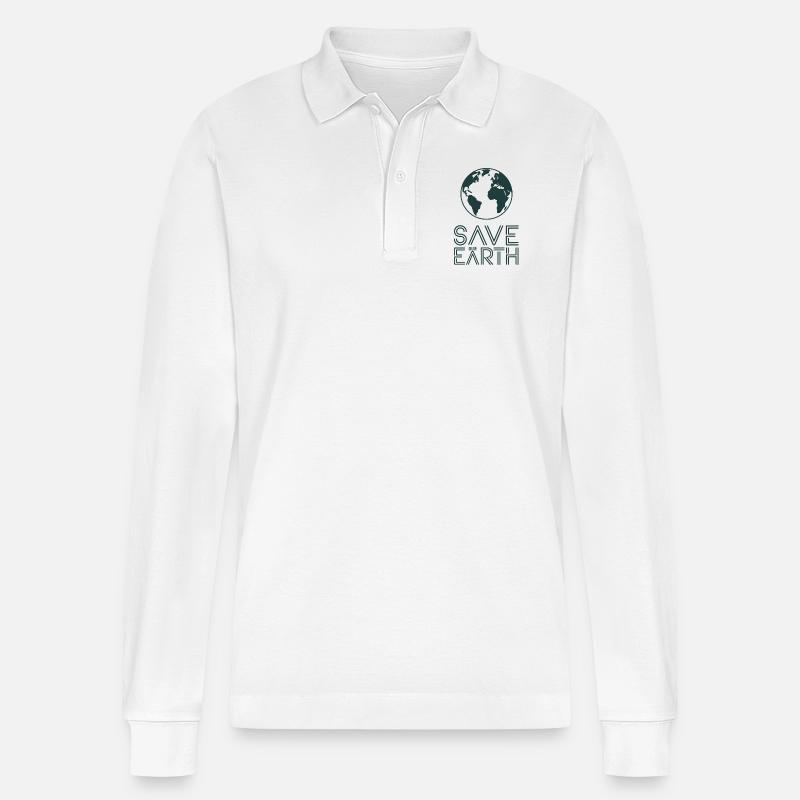 Save our Earth Erde Umweltaktivist - Stanley/Stella Unisex Bio-Langarm-Poloshirt Prepster - Weiß