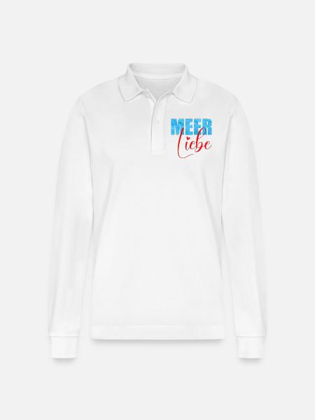 Sea Love - Stanley/Stella Organic Unisex Long-Sleeved Polo Shirt Prepster - white
