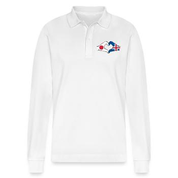Japan Iceland hands heart shape - Stanley/Stella Organic Unisex Long-Sleeved Polo Shirt Prepster - white - Front - Anna (173cm) & Nico (186cm)